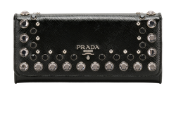 Prada Crystal Embellished Wallet, Leather, Black, MII, 2*